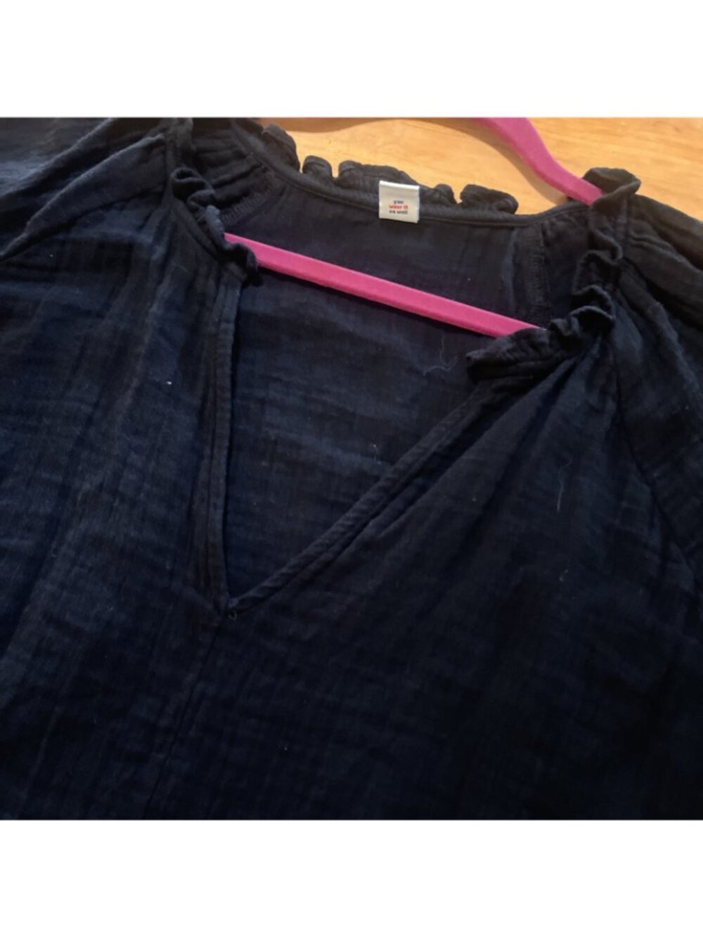 Old Navy Sz Xl Black Pockets Flutter Sleeve Crinkle Gauze Mini Swing Dress - Picture 7 of 12
